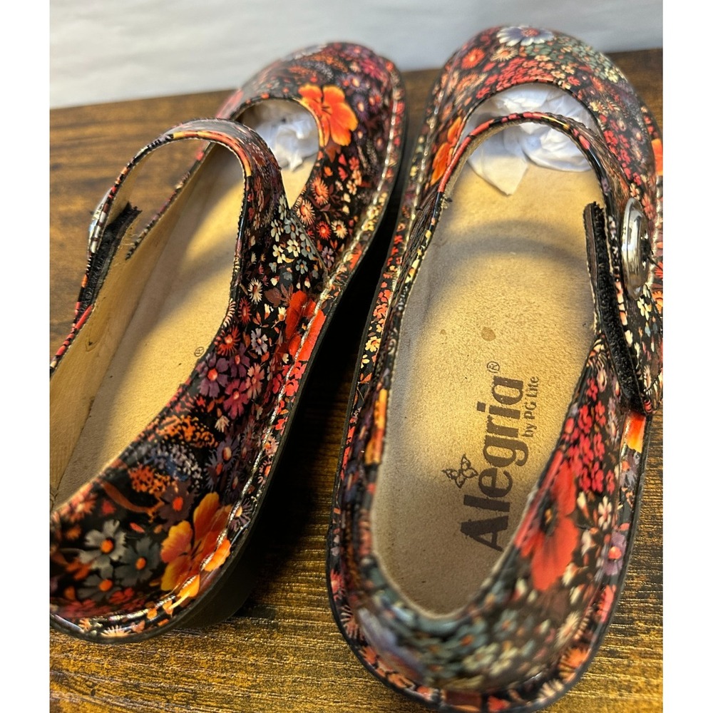 Alegria Floral Patent Leather Mary Jane Shoes Floral Platform Size 37 US 7 / 7.5 - Picture 6 of 11